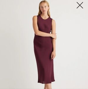 Quince NWT Women's Washble Stretch Silk Tank Midi Dress Wine Red Size S Hemmed